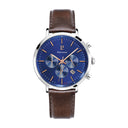 BARON Men's Watch Blue Dial Brown Leather Strap