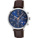 BARON Men's Watch Blue Dial Brown Leather Strap