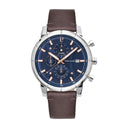 CRITERIUM Men's Watch Blue Dial Brown Leather Strap