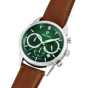 MONARCK Men's Watch Silvered Green Dial Brown Leather Strap 22 MM