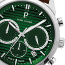 MONARCK Men's Watch Silvered Green Dial Brown Leather Strap 22 MM