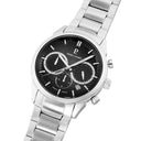 MONARCK Men's Watch Silver Dial Black Steel Bracelet Silver 22 MM