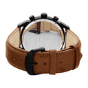 MONARCK Black Men's Watch Grey Dial Brown Leather Strap 22 MM