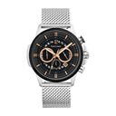 SENTINELLE Men's Watch Black Dial Gold Milanese Bracelet