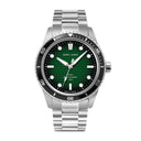 INTI Silvered Men's Watch Green Dial Silvered Steel Strap 22 MM