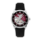 MONARCK Men's Watch Silvered Dial Black Leather Strap 22 MM