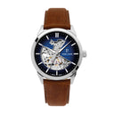MONARCK Men's Watch Silvered Blue Dial Brown Leather Strap 22 MM