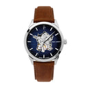 MONARCK Men's Watch Silvered Blue Dial Brown Leather Strap 22 MM