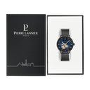 TRIO Men's Watch Black Dial Black Leather Strap