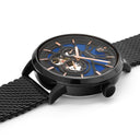 TRIO Men's Watch Black Dial Black Leather Strap