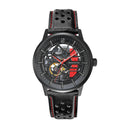 PADDOCK Men's Watch Black Dial Black Leather Strap
