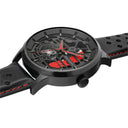 PADDOCK Men's Watch Black Dial Black Leather Strap