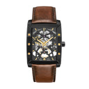 HECTOR Men's Watch Black Dial Brown Leather Strap