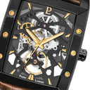 HECTOR Men's Watch Black Dial Brown Leather Strap