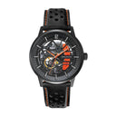 PADDOCK Men's Watch Black Black Dial Black Leather Strap 22 MM