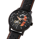 PADDOCK Men's Watch Black Black Dial Black Leather Strap 22 MM