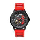 PADDOCK Men's Watch Black Dial Red Rubber Strap 22 MM