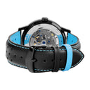 PADDOCK Men's Watch Black Black Dial Black Leather Strap 22 MM