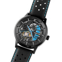 PADDOCK Men's Watch Black Black Dial Black Leather Strap 22 MM