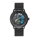 PADDOCK Men's Watch Black Black Dial Black Milanese Steel Band 22 MM