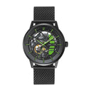 PADDOCK Men's Watch Black Black Dial Black Milanese Steel Band 22 MM