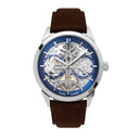 MONARCK Men's Watch Silvered Blue Dial Brown Leather Strap 22 MM
