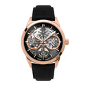 MONARCK Men's Watch Gold-Pink Black Dial Black Leather Strap 22 MM