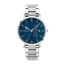 Coffret Homme DATA Silvered Blue Dial Brown Leather Strap 20 MM