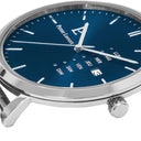 Coffret Homme DATA Silvered Blue Dial Brown Leather Strap 20 MM