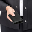 Card holder with flap and money pocket Double B Saffiano